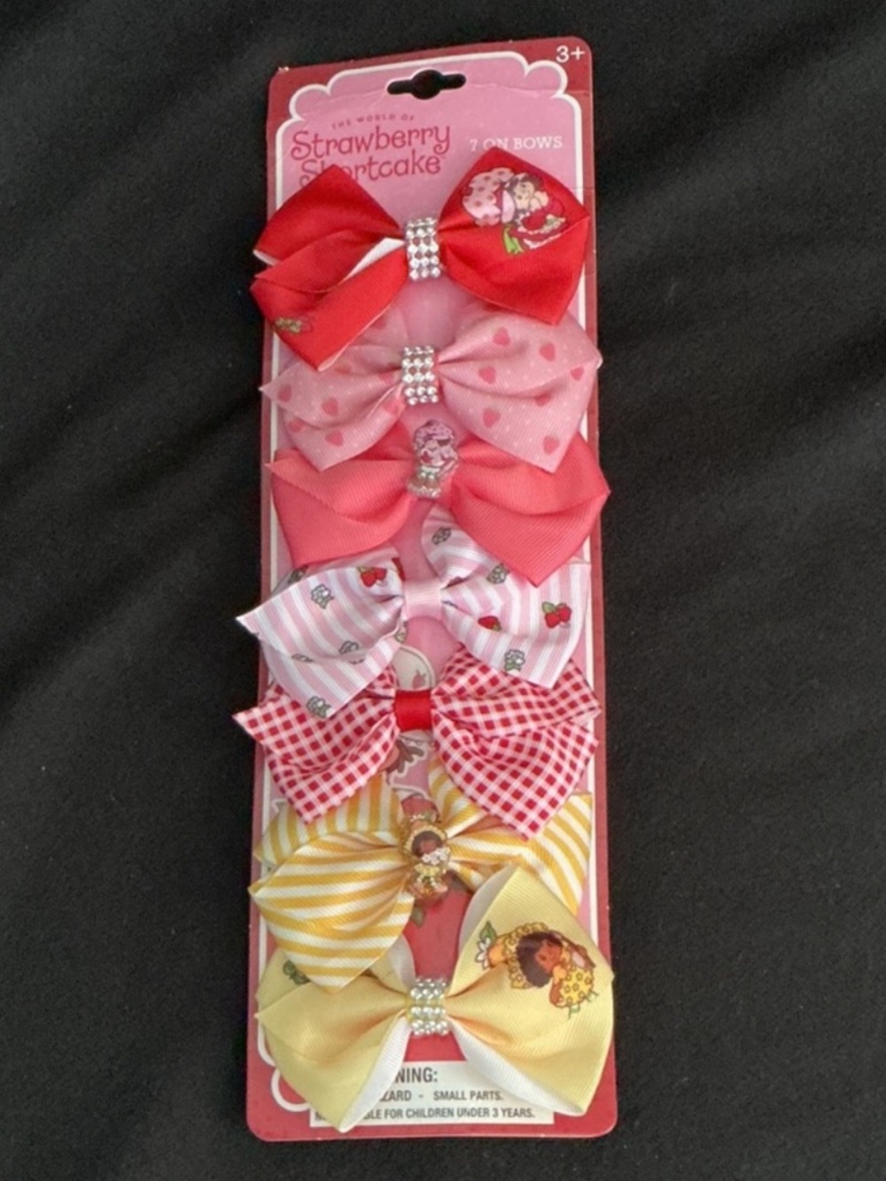 Strawberry Shortcake 7 Bow Set - Pink, Red & Yellow Hair Bows